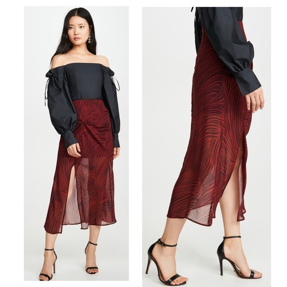 The Fifth Label Region Chiffon Twisted Front Hi Low Animal Print MIDI Skirt XS - Picture 1 of 7